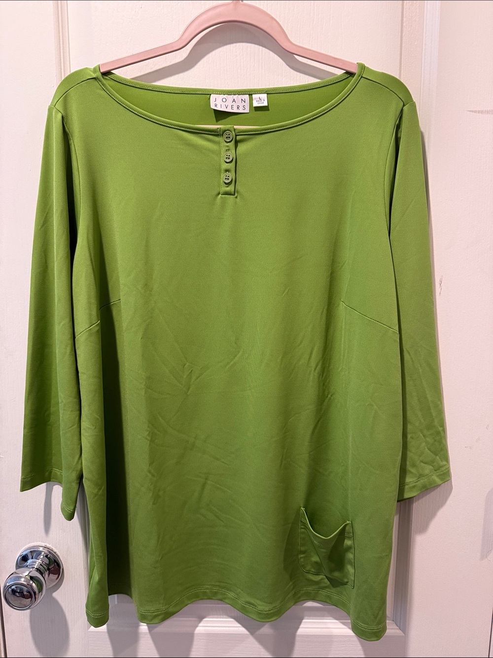 Joan Rivers Lime Green Henley Tunic Top